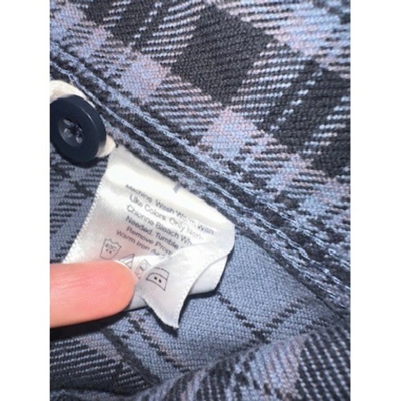 Eddie Bauer Mens Flannel Plaid Button Up Shirt Sz L Blue Plaid Outdoor Campfire - Picture 6 of 9